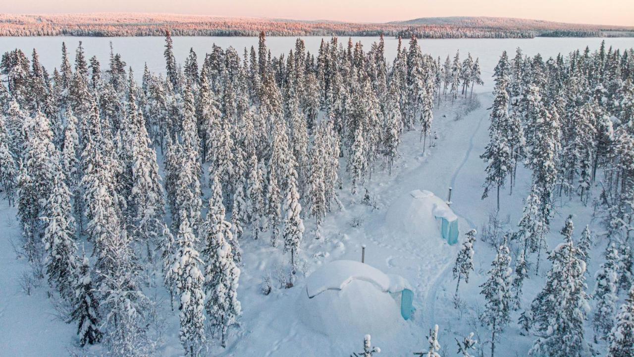 Aurora Igloo Fireplace-Heated Tents In A Secret Forest With Private Jacuzzi And Shared Sauna Bathroom And Dog Friendly Рованиеми Екстериор снимка